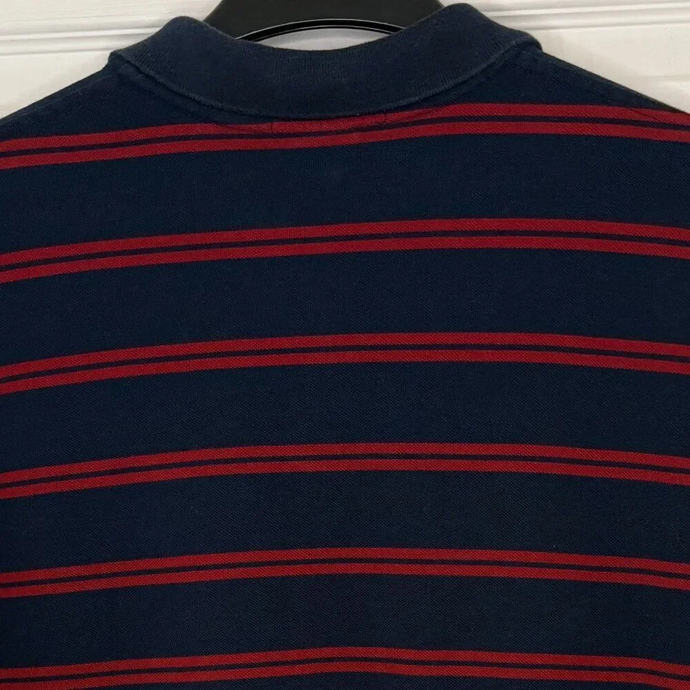 Vintage Polo Ralph Lauren Polo Shirt Dark Navy Blue Red Stripes Size XL